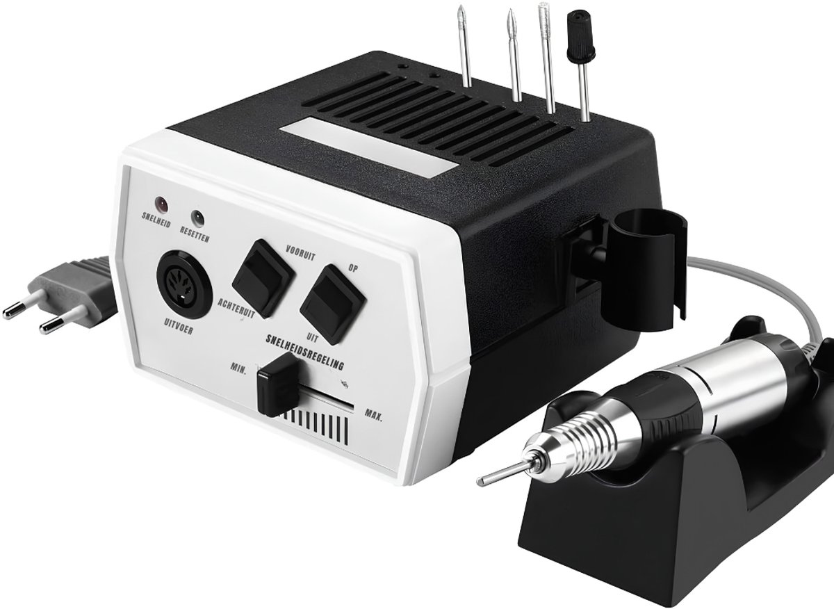 KAD® Nagelfrees - 4-Bit Eeltverwijderaar - Nail Drill - Nagelboor - Wit en Zwart - 3cm x 3cm x 2cm