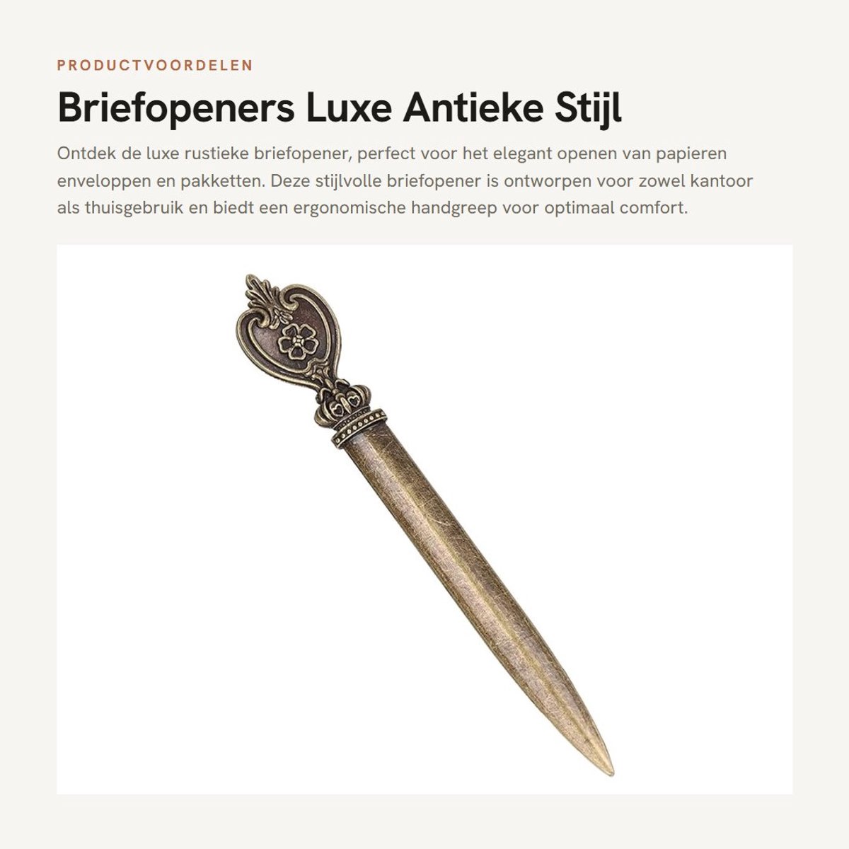 Dailygoods- Briefopener Luxe - Gietijzeren Mes - Ergonomische Handgreep - Envelop Opener - Duurzaam - Perfect voor Thuis/Kantoor - Envelopopener