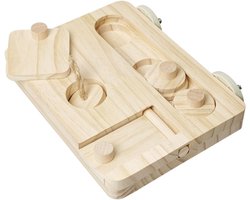 Houten Papegaai Platform - Vogel Speelgoed - Interactief Voeren - Met Schuifblokken - 18x13.50cm - Meerkleurig