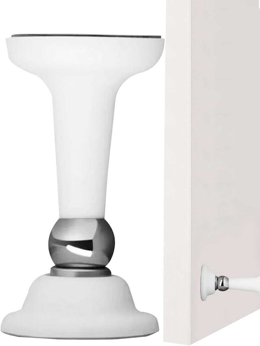 Magneet deurstop - Deurwig - Muren beschermen - Zonder boren - 58 cm dikte - Wit