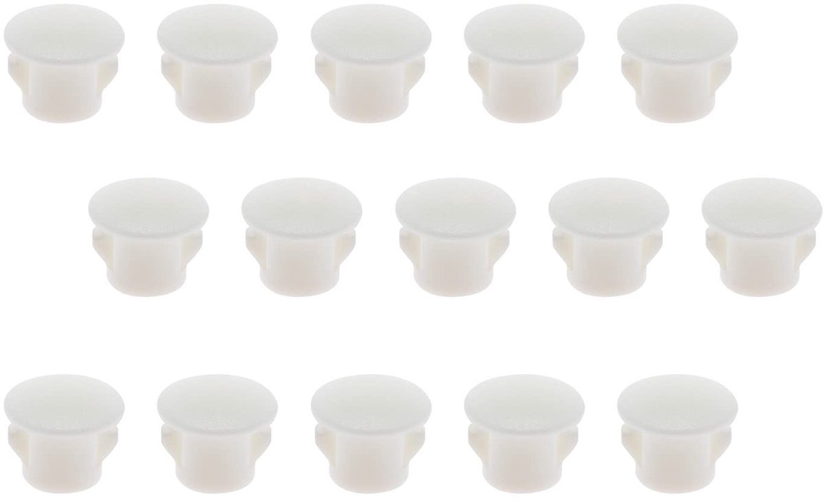 Dailygoods- Gatstekkers 100 Stuks - Wit Kunststof - Bodemdiameter 7 mm - Hoogte 8 mm - Diameter Kap 10 mm - Eenvoudig te gebruiken - Afdekkappen