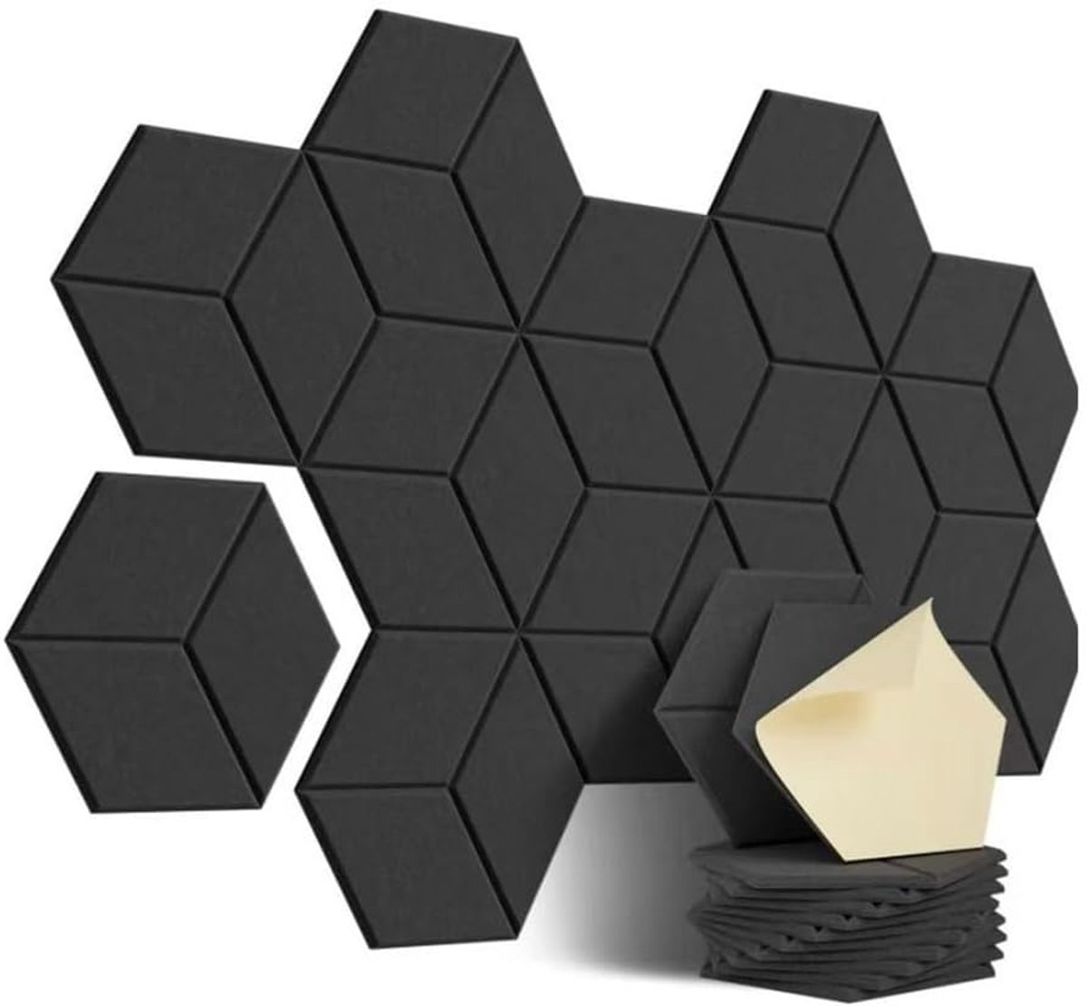 Akoestische Schuimpanelen - Geluidsisolatie Tegels - Geluidsverbetering Thuis - Hoge Dichtheid Materiaal - 12 Stuks - Zwart