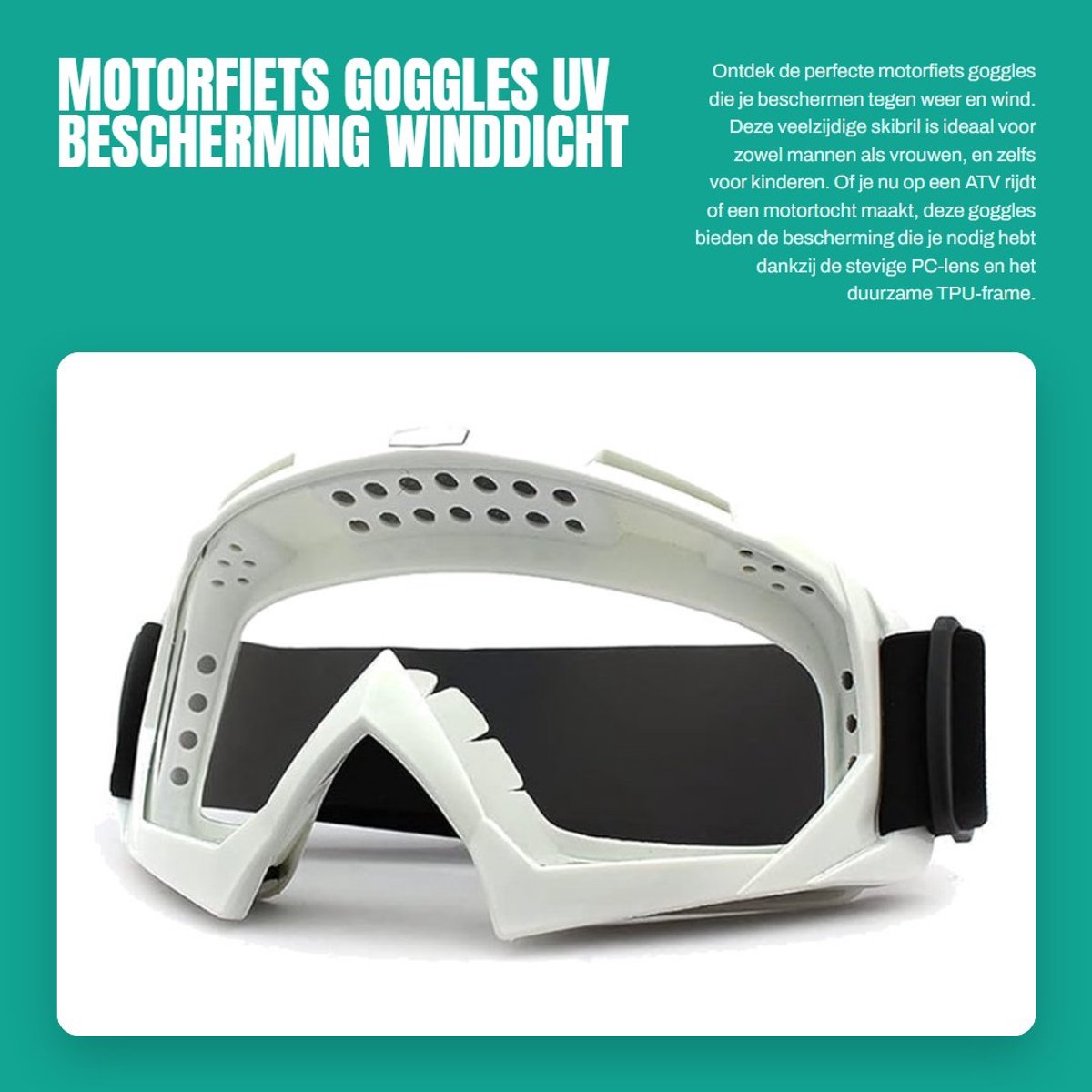 Dailygoods- Motocross Goggles UV Bescherming - Verstelbare Riem - Winddicht - Stofdicht - Anti-condens - Duurzaam TPU/PC Materiaal - Skibril