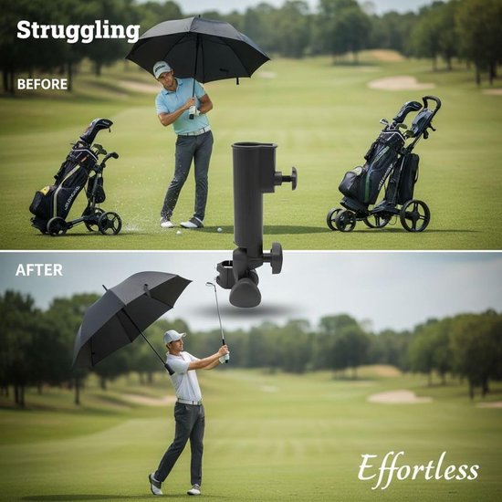 Paraplu Houder - Bevestiging Stand - Golfkar Accessoire - Handsfree Design - 10 x 15 x 25 cm - Zwart — afbeelding 4