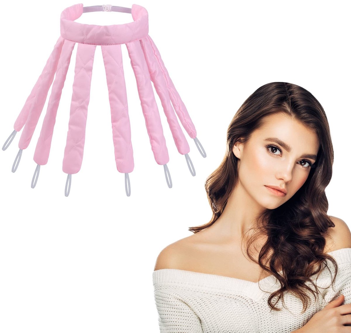 Dailygoods- Krulstaaf Hitteloos - Octopus Design - Zacht Zijden Lint - Haar Rollers - DIY Haarstyling - Vermindert Hittebeschadiging - Haarkrulspelden