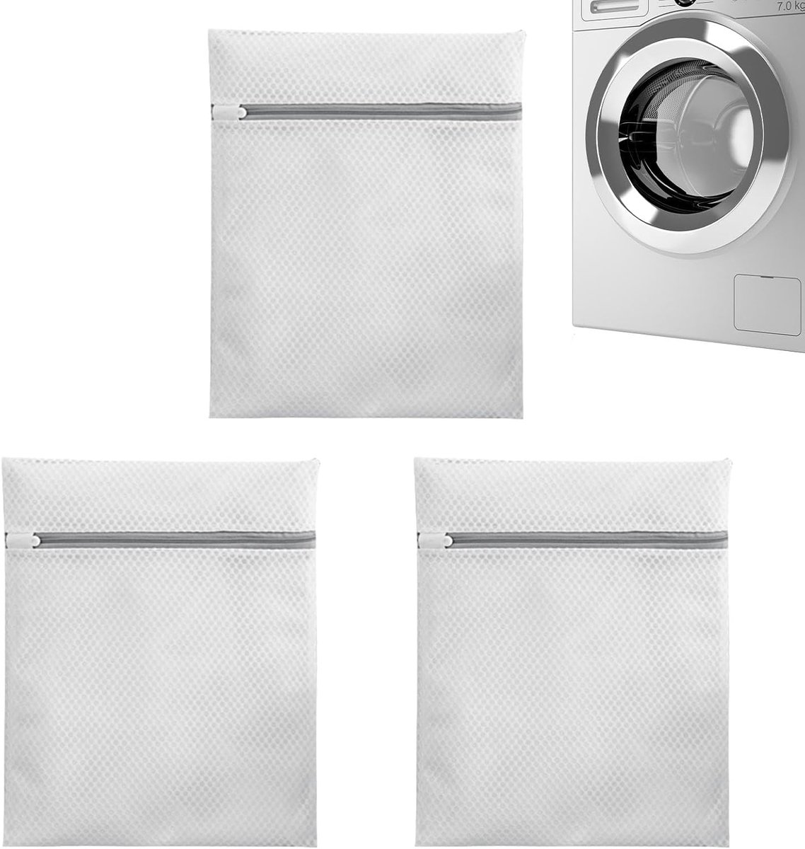 Mesh Waszakken - Delicate Zakken - Kleding Beschermen - Zelfsluitende Rits - 3 Stuks 50x40cm - Meerkleurig