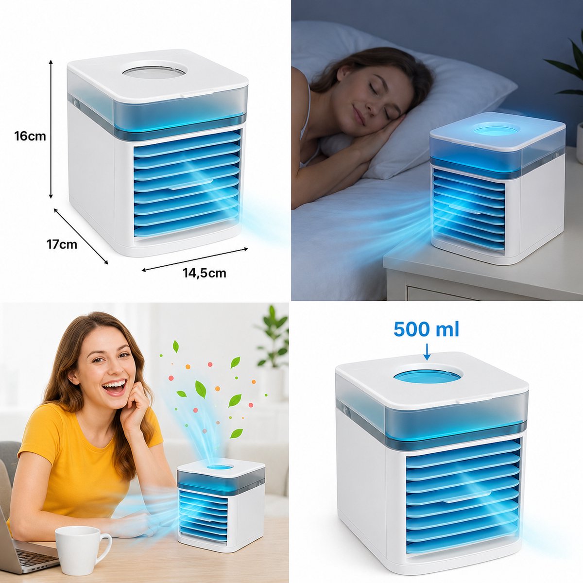 Mini airco -Aircooler - Airco - Luchtbevochtiger - Ventilator - Tafel Ventilator thumbnail 3