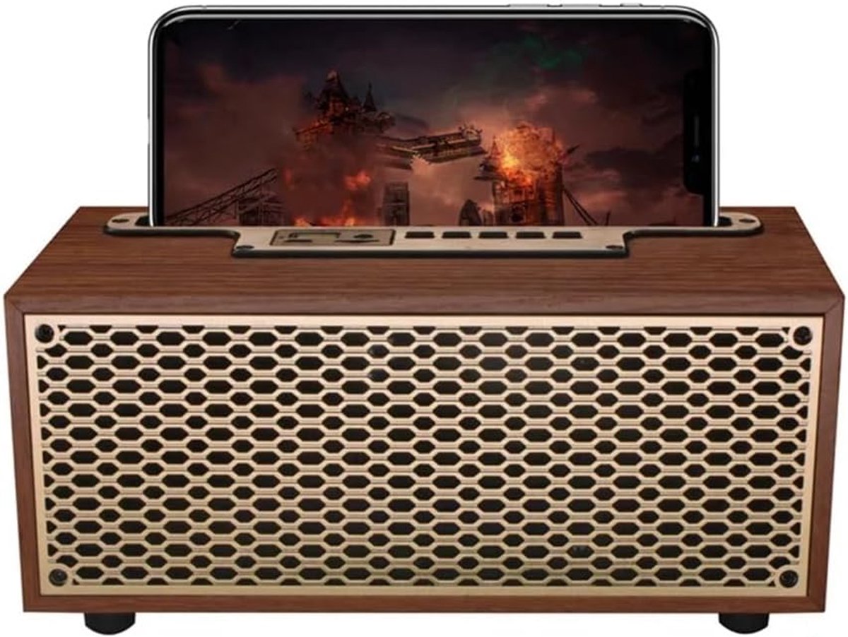 Retro Bluetooth Speaker met FM Radio - 8W Stereo - Bluetooth 5.0 - Roodbruin