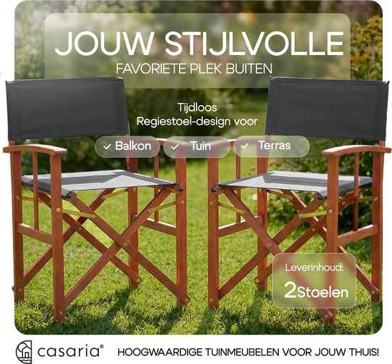 Casaria Regisseursstoelen Set van 2 - FSC met Armleuningen - Antraciet — afbeelding 5