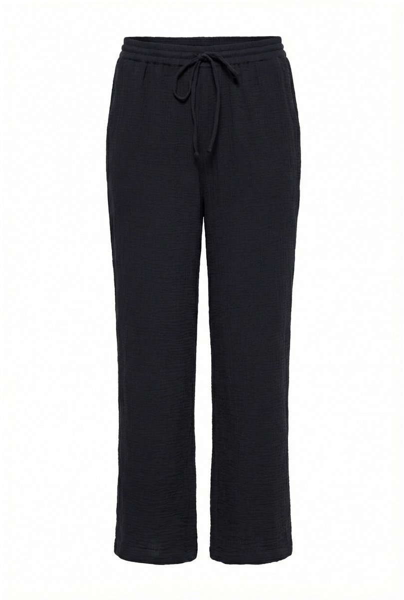 Angel of Style - Dames - Mousseline broek wijde rechte pijp - Zwart - Maat 42