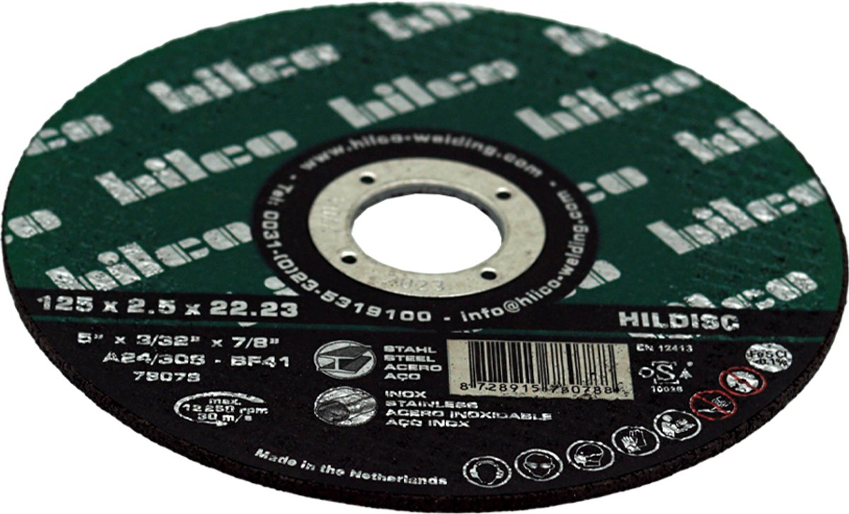 Hilco Snijschijven - Slijpschijven - 125 x 2,5 x 22,23 - 25 stuks - Type 41 - Doorslijpschijf voor Staal & RVS (oSa gecertificeerd - EN 12413) - A 24/30 S-BF41