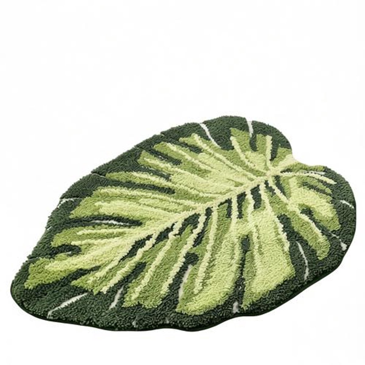 BILMU Badmat 60 x 80 cm - Antislip & Absorberend - Monstera Bladmotief - Zachte Badtapijt voor Douche en Badkamer - Machinewasbaar