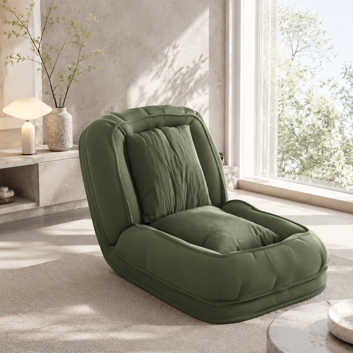 Slaapbank - Opvouwbare slaapbank - Multifunctionele ligstoel - Verstelbare rugleuning - Inclusief kussen - Zetelbed - Comfortabele 2-in-1 bank en bed - Groen