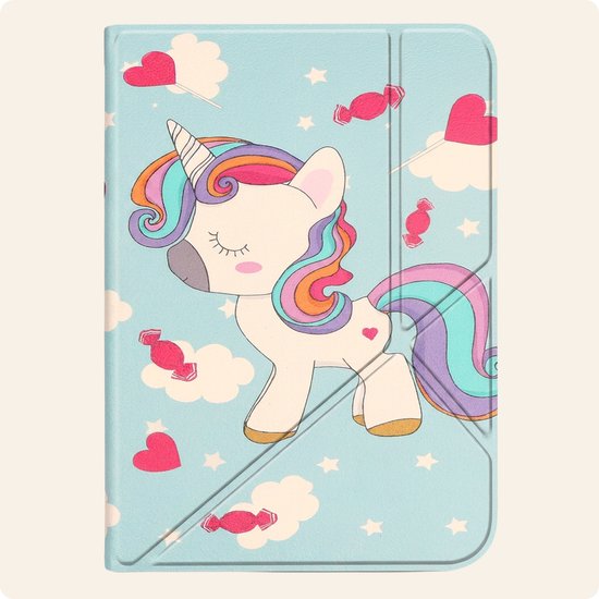 Hoesje Geschikt voor Kobo Clara 2E Hoes Book Case Trifold - Hoes Geschikt voor Kobo Clara 2E Hoesje Book Cover - Eenhoorn van Hoesje  — afbeelding 5
