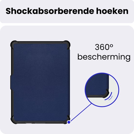 Hoes Geschikt voor Kobo Clara HD - Luxe E-reader Trifold Case - Bescherm Hoesje Book Cover - Donkerblauw — afbeelding 4