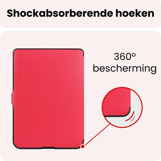 Hoes Geschikt voor Kobo Nia Hoesje Bookcase Cover Book Case Hoes Sleepcover Trifold - Rood — afbeelding 4
