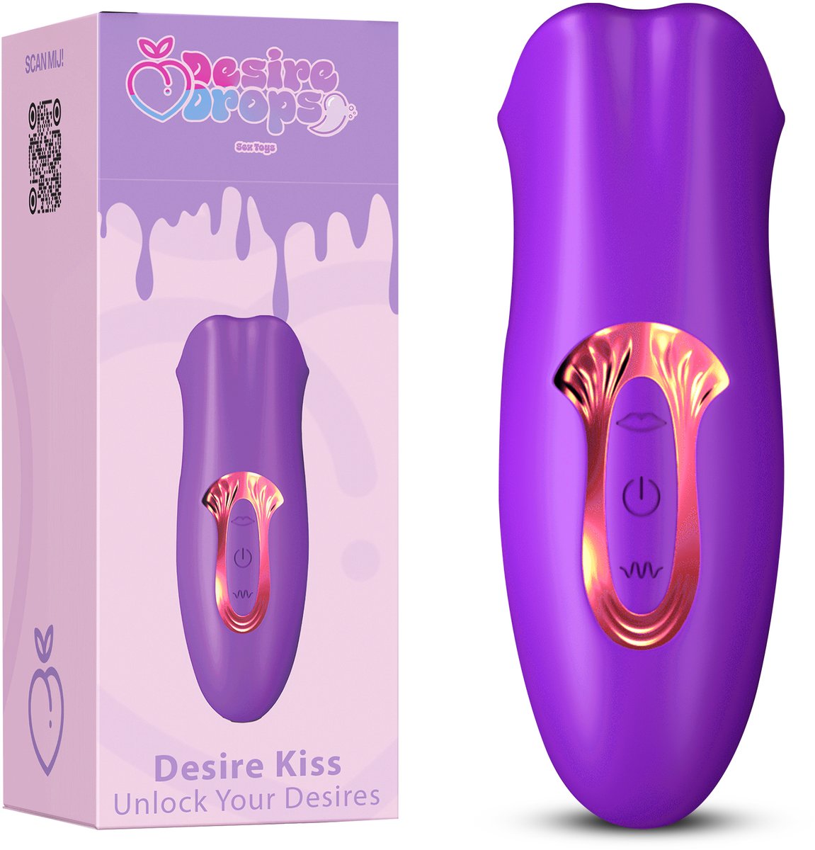 Bol.com Desiredrops® - Paarse Mond Vibrator - Trilt – 10 Standen - 5 Vibrator Standen– Paarse Siliconen Vibrator - Bijt-Zuig -Cl... aanbieding
