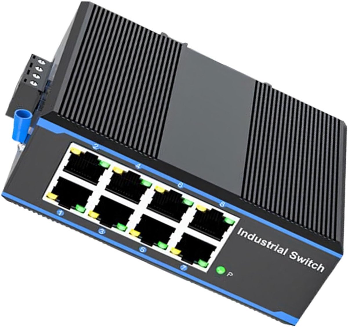 Industriële Gigabit Switch - Netwerk Switch - Snelle Dataoverdracht - 8-Poorts Plug and Play - 1000 Mbit/s - Metaal