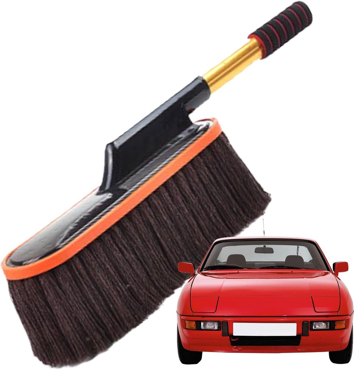 Auto Stofwisser - Reinigingsmop - Auto Buiten Reinigen - Verstelbare Telescoopsteel - 30% Meer Dekking - Bruin Beige