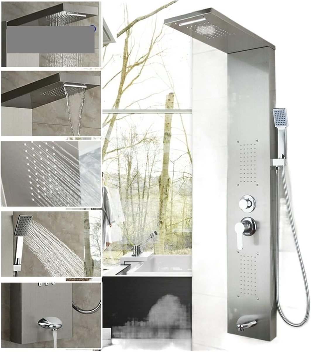 Douchekolom Messing - Handdouche Systeem - Badkamer Vernieuwen - Massief Messing Construct