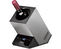 Wijnkoeler Elektrisch voor 1 Fles - Tafel Wijnkoeler met Instelbare Temperatuur 5-18°C - Compacte RVS Drankenkoeler met Touch Display voor Wijn, Champagne, Bier en Waterflessen