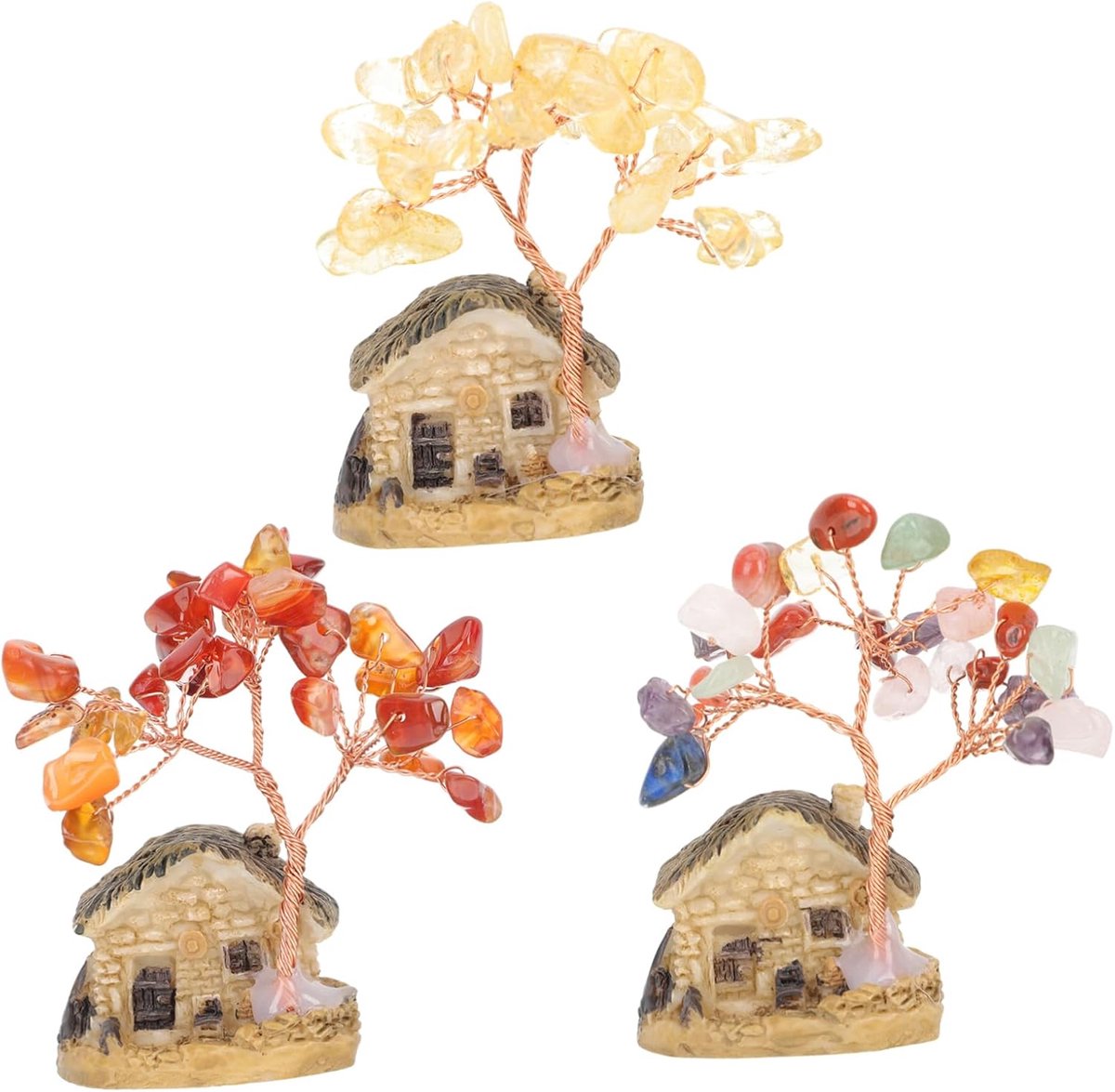 Miniatuur Tuinhuisjes - Landschapsdecoratie Ornamenten - Tuin Decoratie - Lichtgewicht Hars Kristal - 3 Stuks - Diverse Kleuren