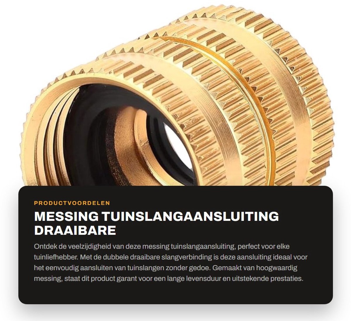 Dailygoods- Tuinslangaansluiting 3/4" - Messing - Duurzaam - Eenvoudig te installeren - Stabiel - Snelle verbinding - Massief messing materiaal - Slangconnector