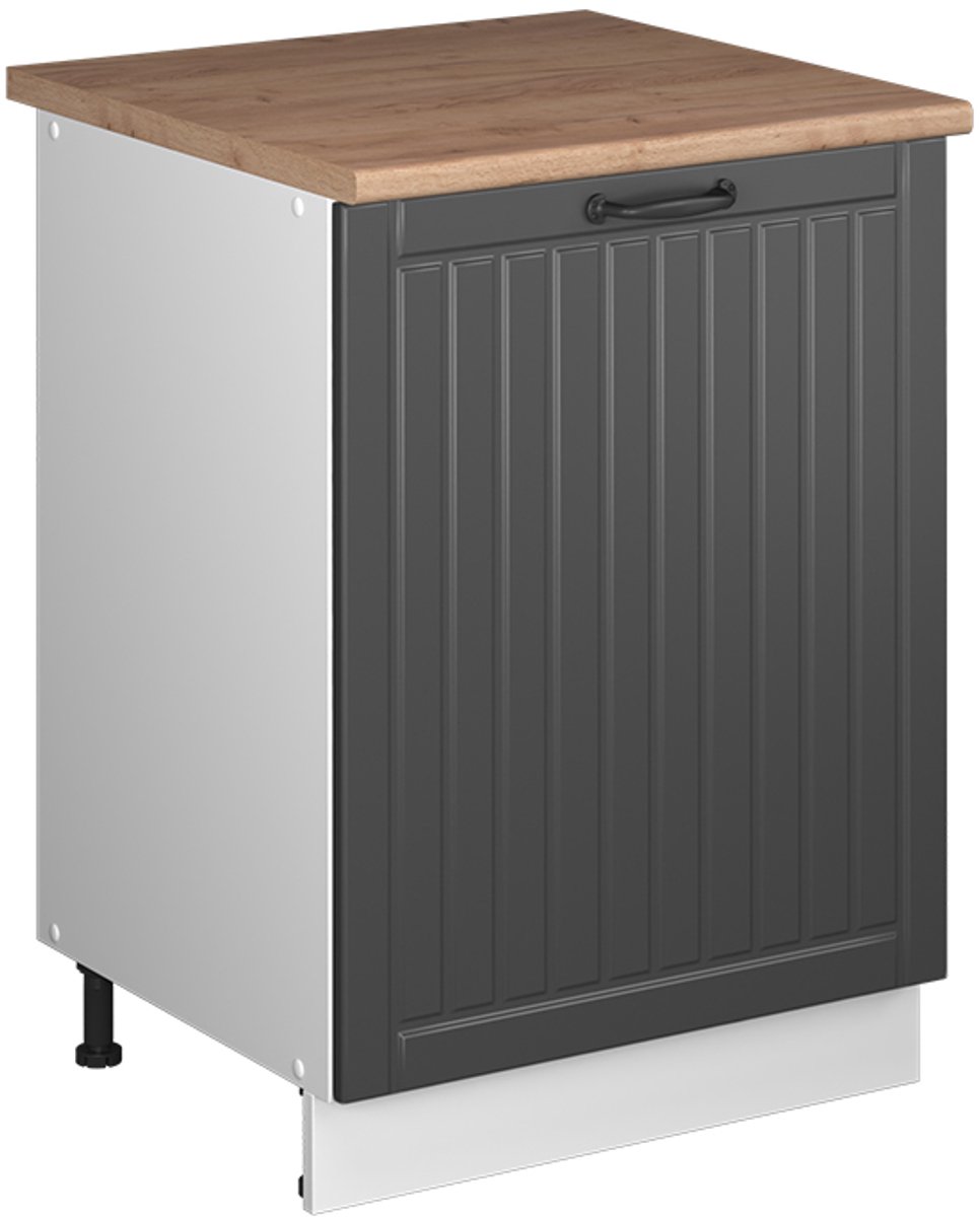 Vicco Keukenonderkast Fame-Line, Donkergrijs/Wit, 60 cm 1 deur met werkblad