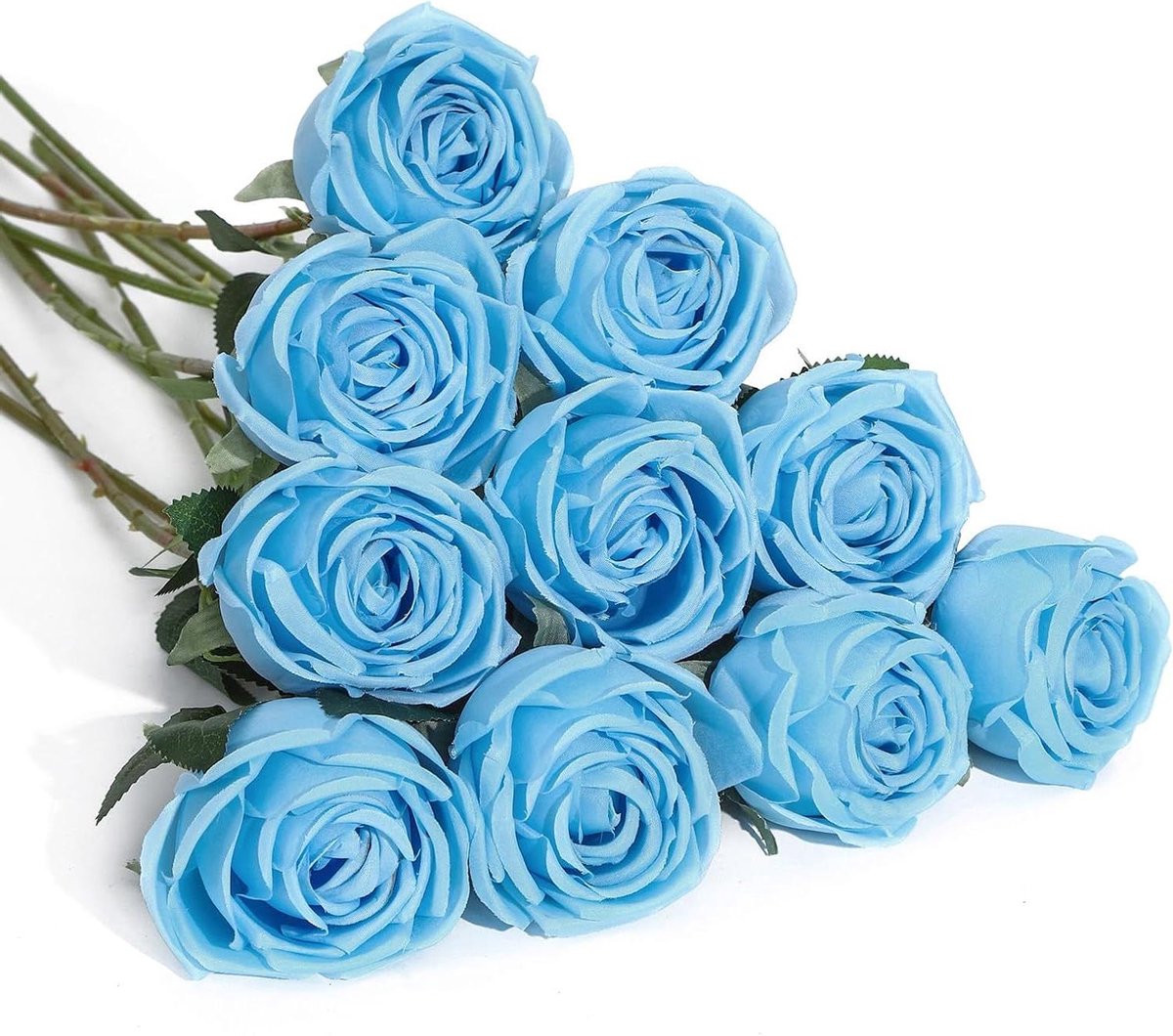 Kunstbloemen Rozen - Zijde Rozen - Decoratie Bruiloft - Onderhoudsarm - 50 cm - Blauw