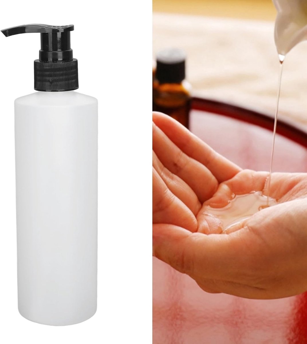 Verwarmende Massageolie Dispenser Fles 250ml, Herbruikbaar en Navulbaar met Pomp, Duurzaam en Gebruiksvriendelijk