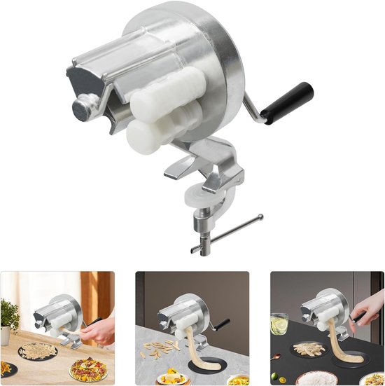 Handmatige Pastamachine - Deegroller Pastamaker - Thuis Pasta Maken - Vastzetbare Klem - Tot 5 cm dikte - Zilver van Merkloos — afbeelding 5