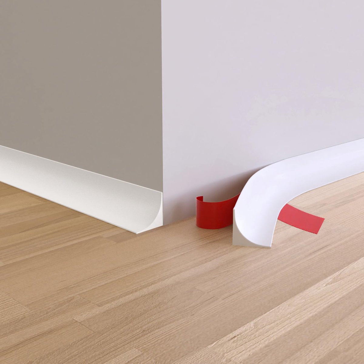 Flexibele Zelfklevende Sierlijst, TPE Kwart Ronde Trim, Driehoekige Plafondlijsten, Wanddecoratielijsten, Vloer Randstrip voor Tegelranden, Muur Hoek, Plinten, Vloeren, Kasten (Wit)