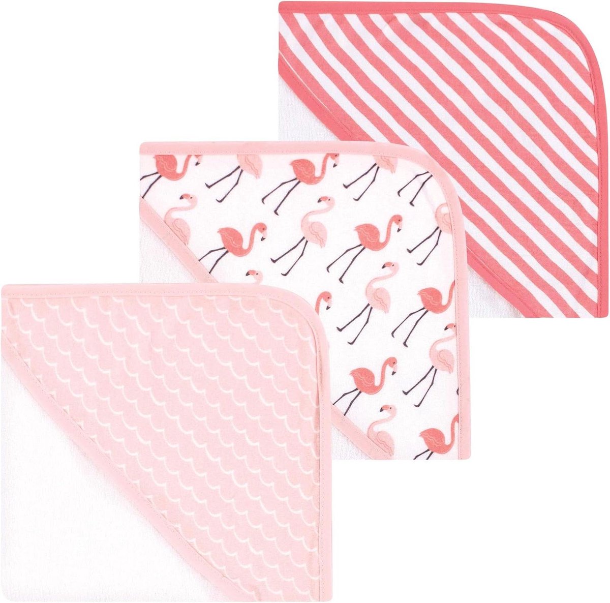 Baby Badjas Met Capuchon - Baby Handdoek Set - Baby Afdrogen - Superzacht Materiaal - One Size - Koraal Flamingo