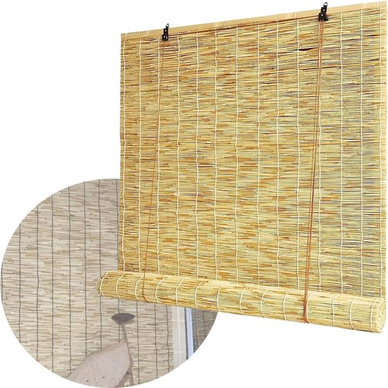 Bamboe Rolgordijnen - Rieten Jaloezieën - Privacy Creëren - Natuurlijk Handgemaakt - 50x130cm - Natuurlijk