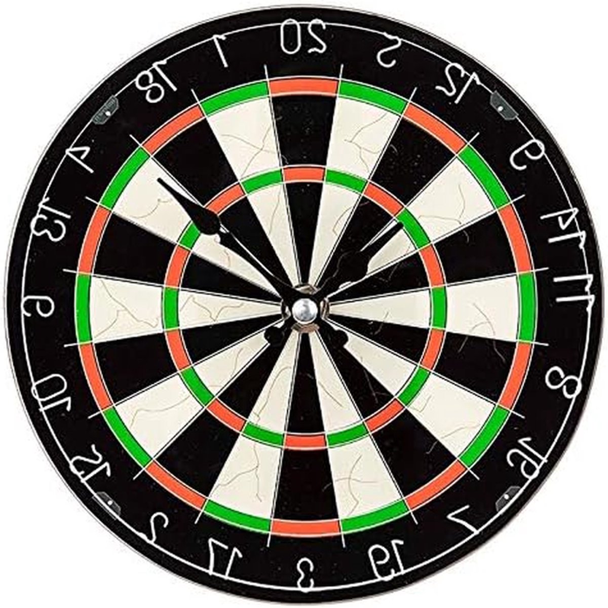 Dartbord Klok - Wandklok Dart - Wonen Decoratie - Glazen Wijzerplaat - 30 cm - Zwart