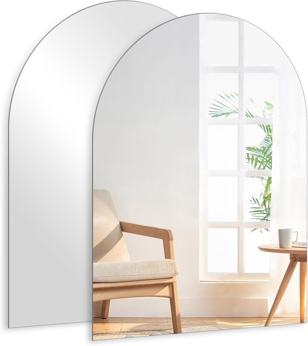 Set van 2 Wandspiegels 40 x 30 cm - Plakbare Randloze HD Glazen Spiegels voor Badkamer, Kledingkast en Slaapkamer