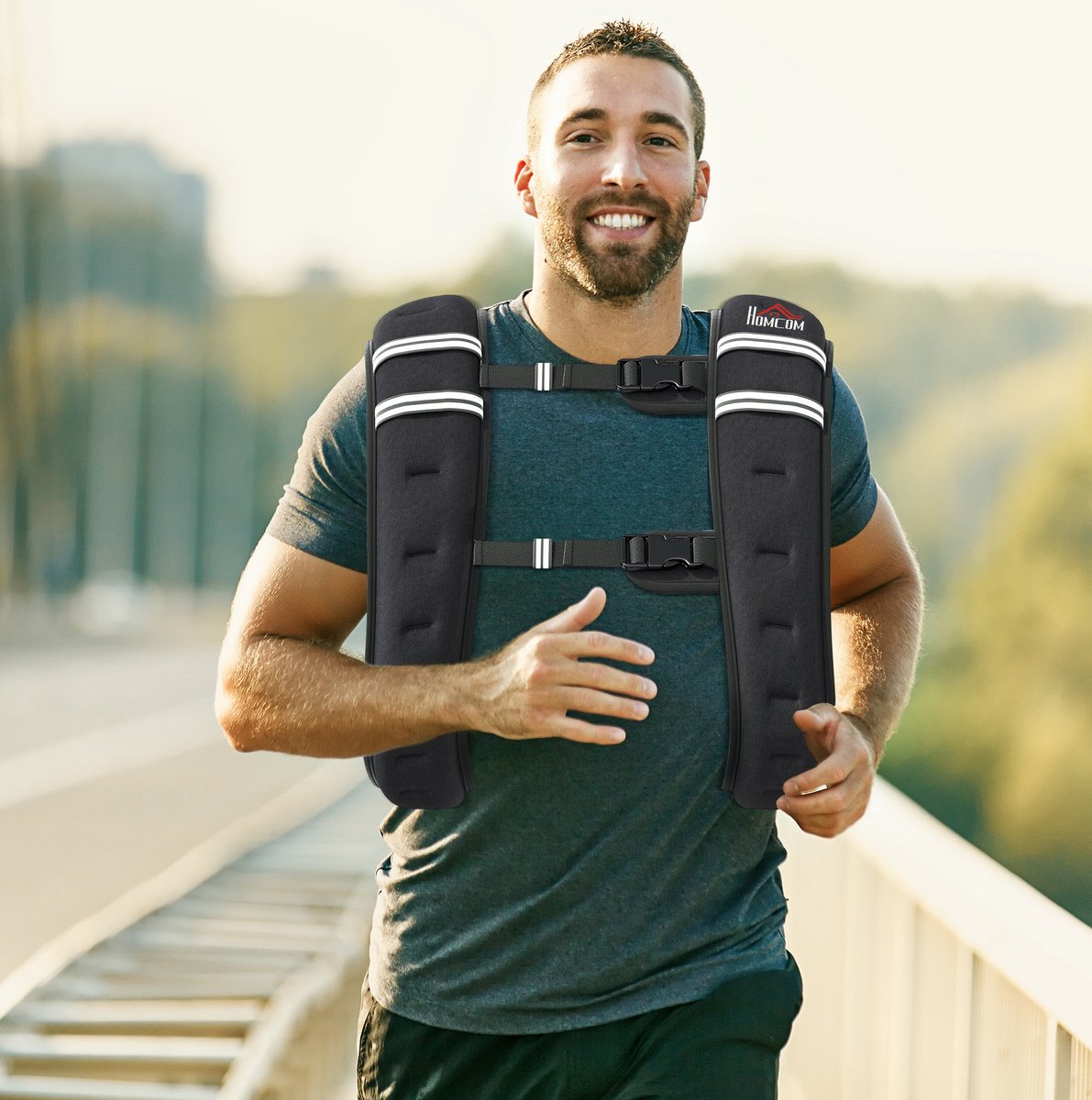 MEUNIQ Gewichtsvest 10 kg verstelbaar met ingenaaide gewichten en achtervak, Oxford-stof, 40 x 35 cm, zwart, voor krachttraining en conditietraining
