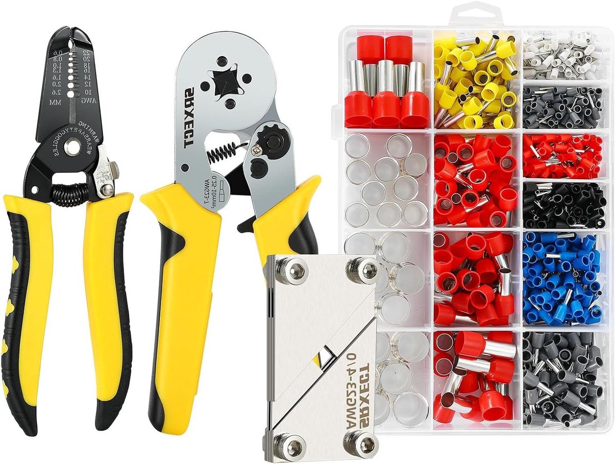 Draadkrimptang set - Adereindhuls tang - Elektrische klussen - Inclusief 600 hulzen - AWG23-7 - Zwart