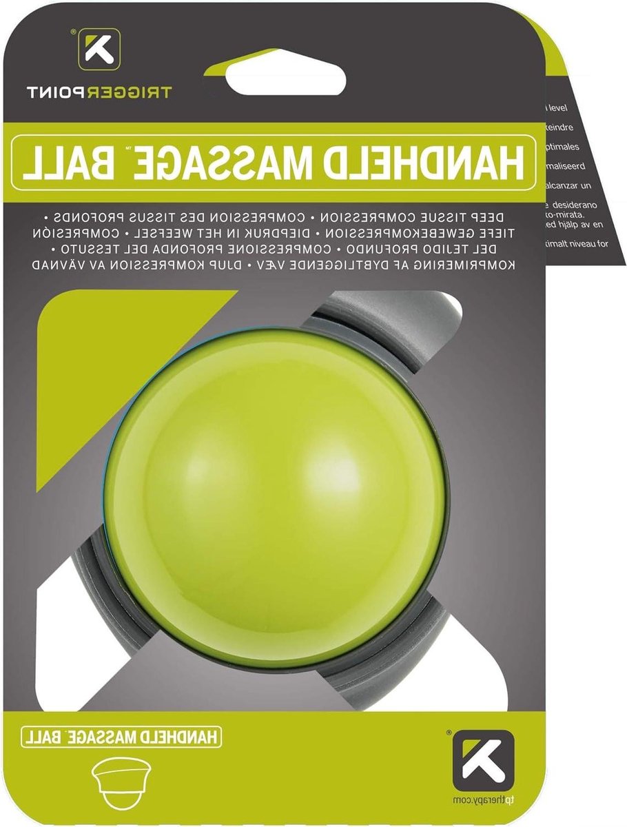 Handmassagebal - Spierroller - Zelfmassage Pijnverlichting - Ergonomische Handgreep - 15 x 18 x 18 cm - Groen Grijs