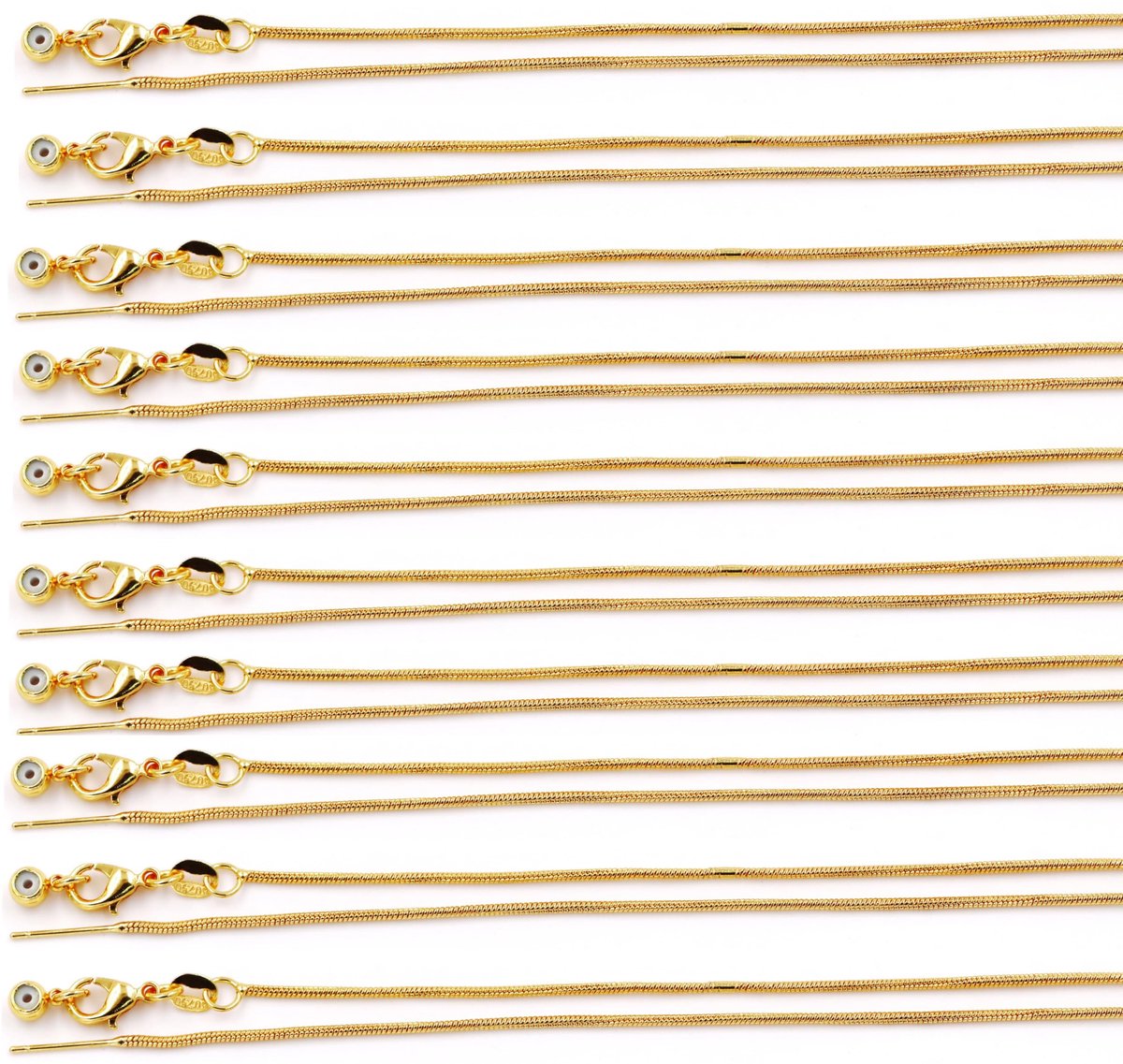 Uitstekende Kwaliteit Sieraden Accessoires Kettingen voor Sieraden Ketting Fabricage, slangenketting met almachtige sluiting 1.1mm*45cm 18k gold