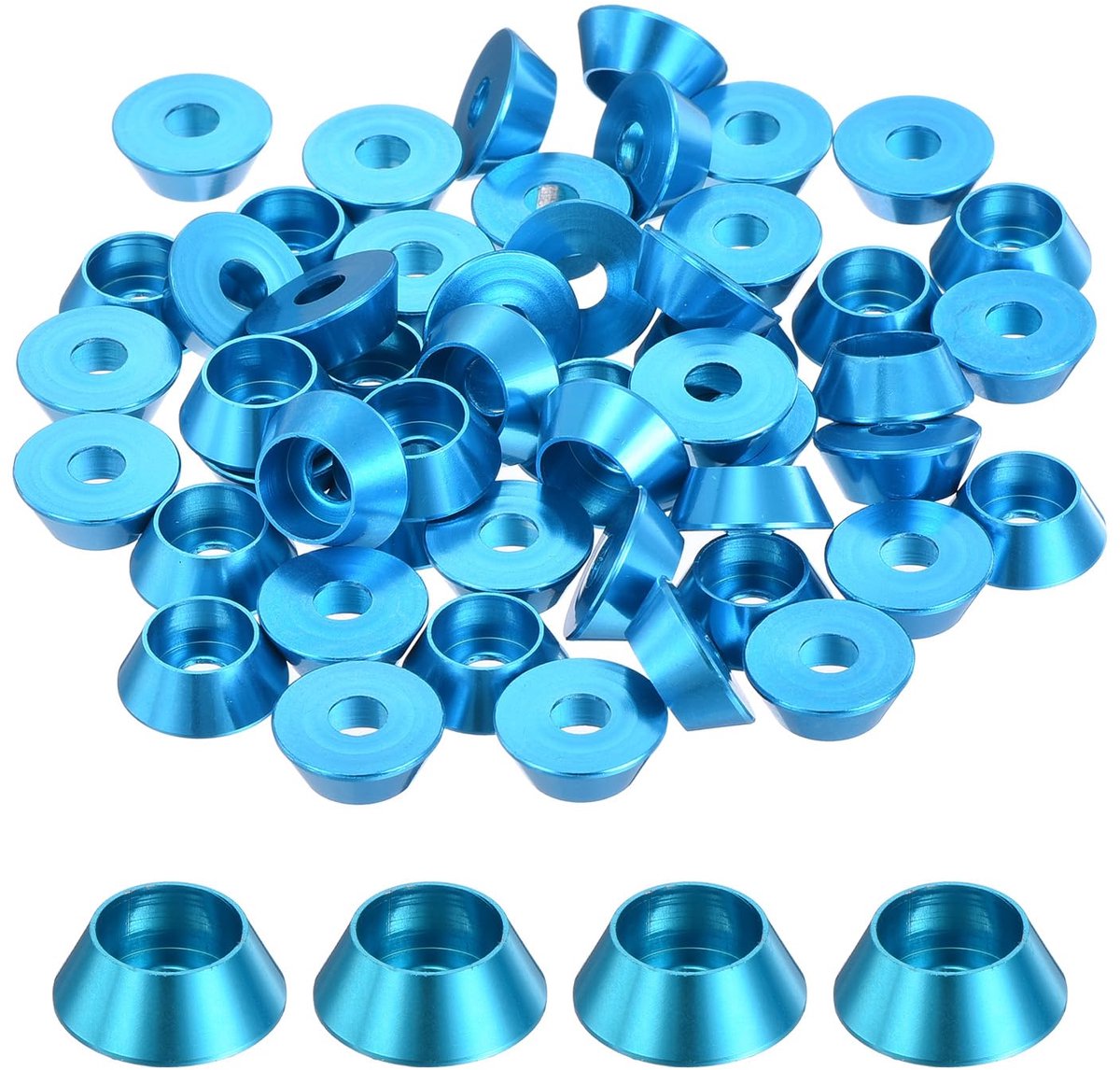 Onderlegringen, geanodiseerde aluminium afdichtingen Kegel zinken kop onderlegringen voor schroef RC/FPV/PC/Drone/Mechanisch toebehoren modelonderdelen (Lichtblauw)