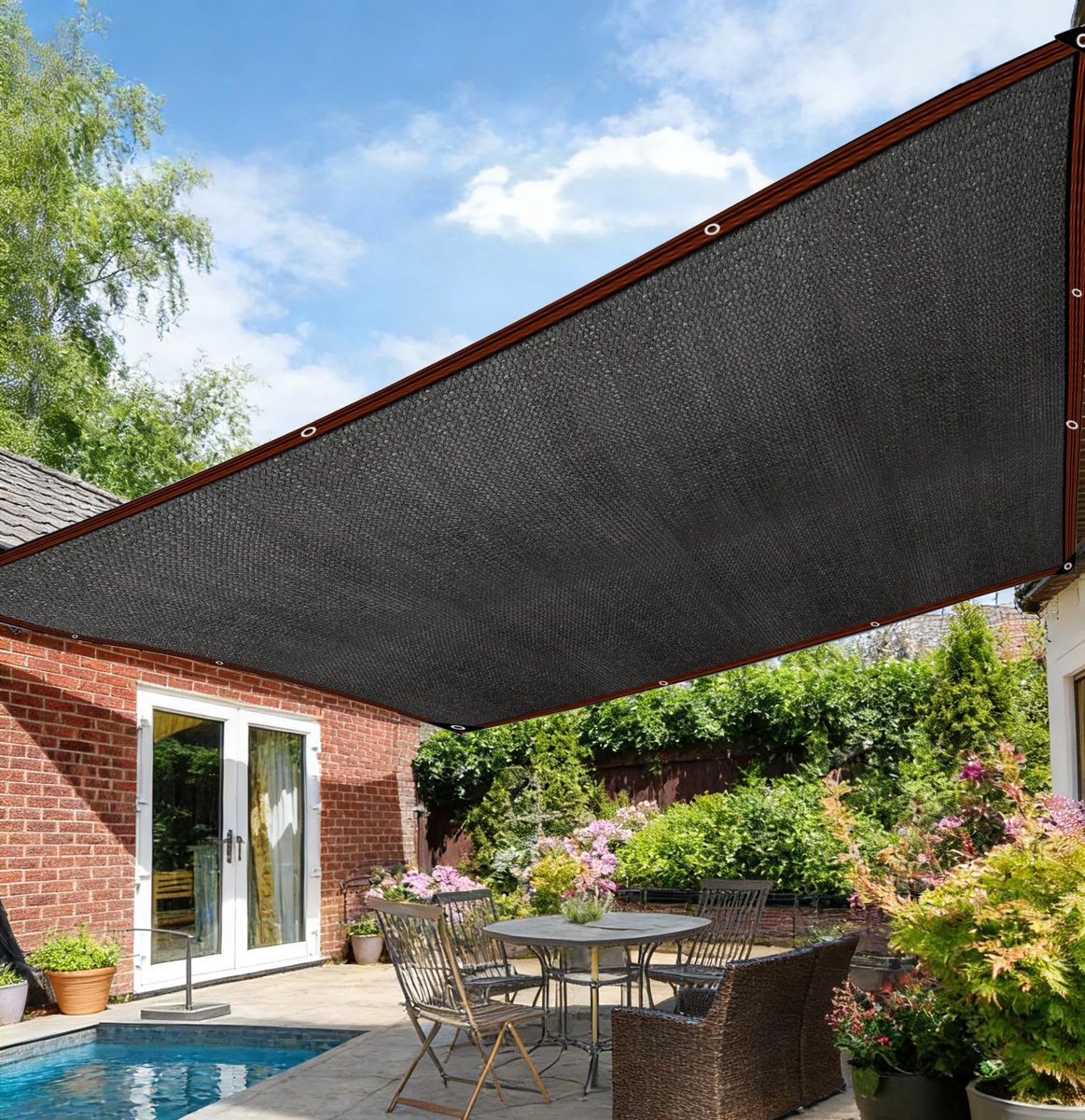 Broeikas, 4 x 4 m, met metalen ogen, 80-90% zonwering, net als uv-bescherming voor planten, terras, balkon
