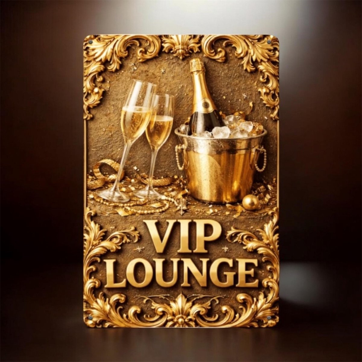 Wanddecoratie Bord met tekst ( Metaal ) Vip Lounge ( 30 x 20 cm ) 2D plat model