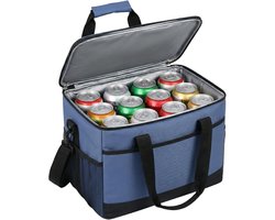 Geïsoleerde lunchtas - Geïsoleerde Koeltas - Handvat Riem - Picknicktas - Opvouwbare thermotas van Oxford stof - Lekvrij en Waterdicht - Voor Kantoor Camping Picknick Reizen - 40 x 25 x 29 CM - Marineblauw