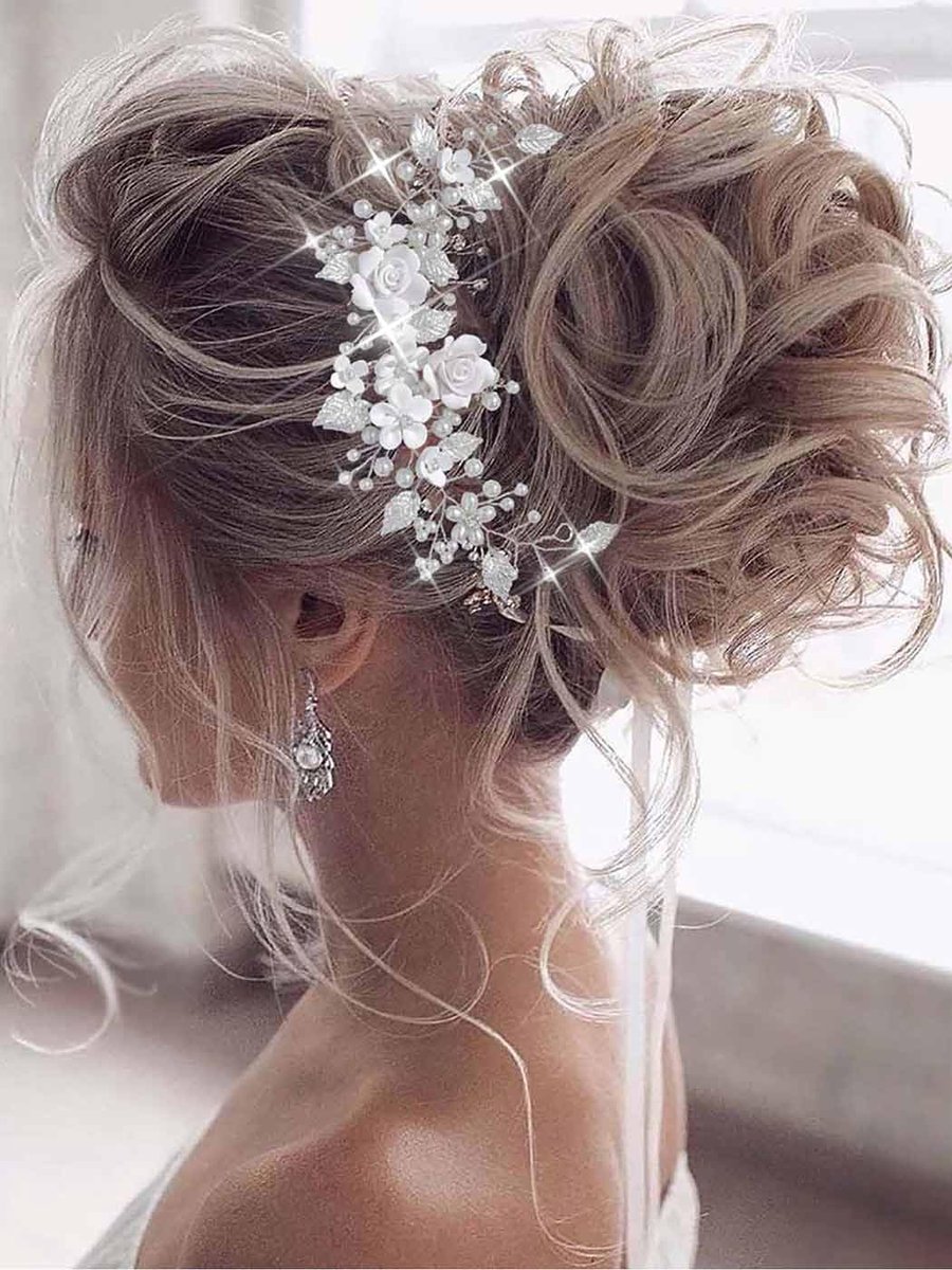 Haarsieraad bruiloft zilveren bloem bruid haaraccessoires parels haar wijnstok voor vrouwen en meisjes