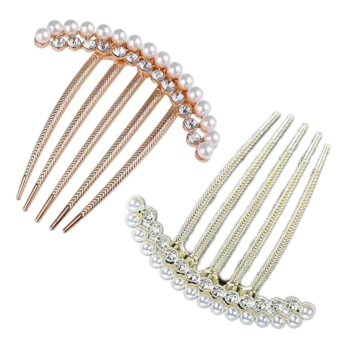 2 x zijkammen met strassparels – elegante haarspelden voor dames, accessoires voor bruiloft/avond