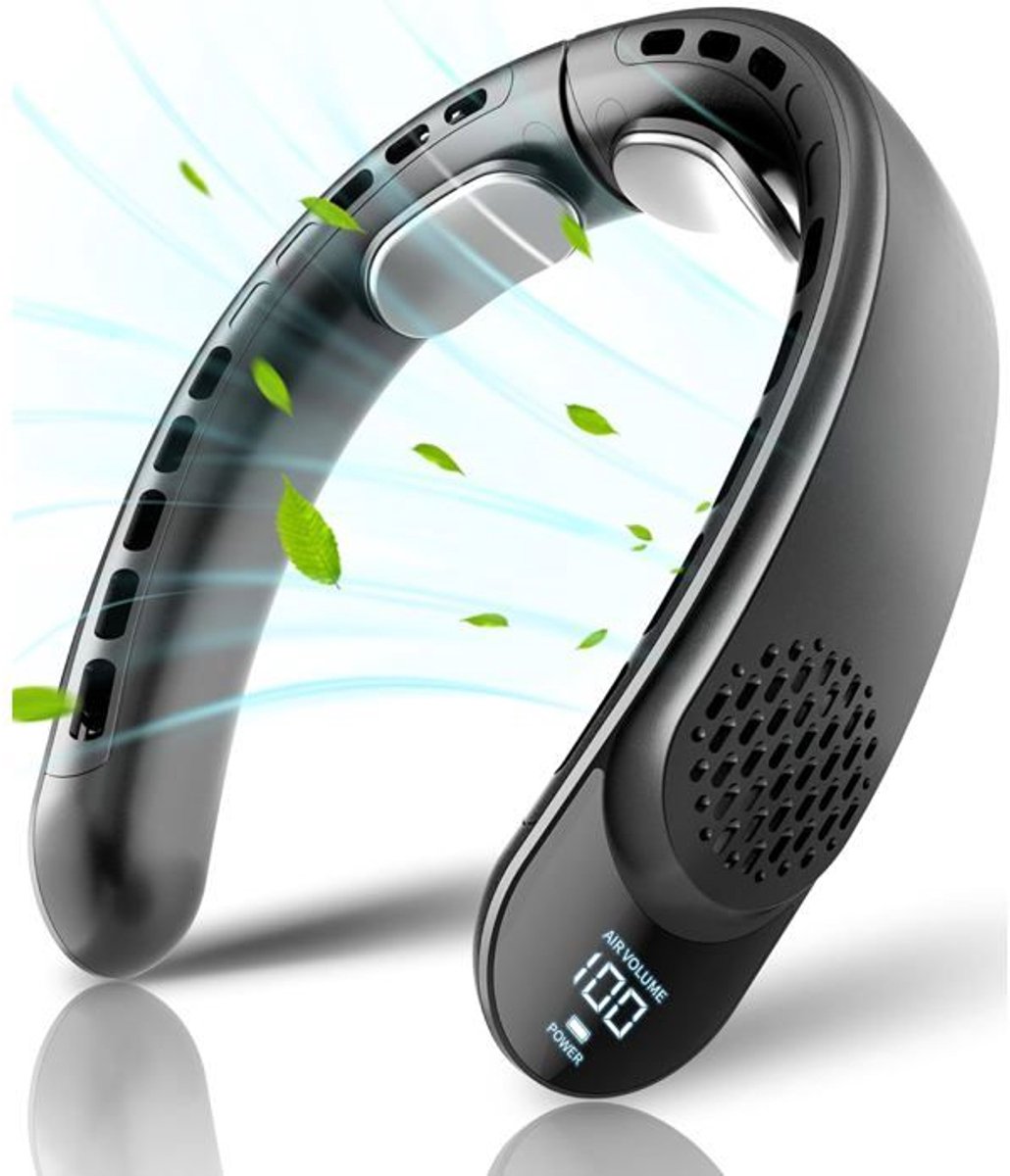 Nekventilator - Stijlvol ontwerp - LED-display - Drie windsnelheden - 4000 mAh batterij