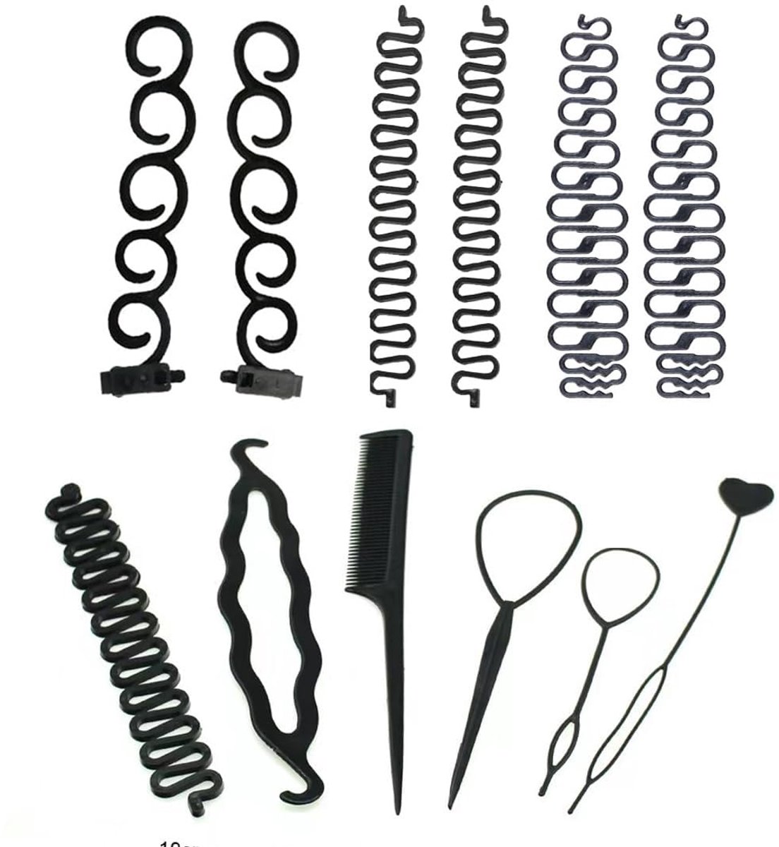 12 stuks haar-kapselhulpset, haaraccessoires, doe-het-zelf kit, knoopringen voor haarstyling, haarvlechtgereedschap voor meisjes, knot bun kapselmaker, haarvlechtgereedschap