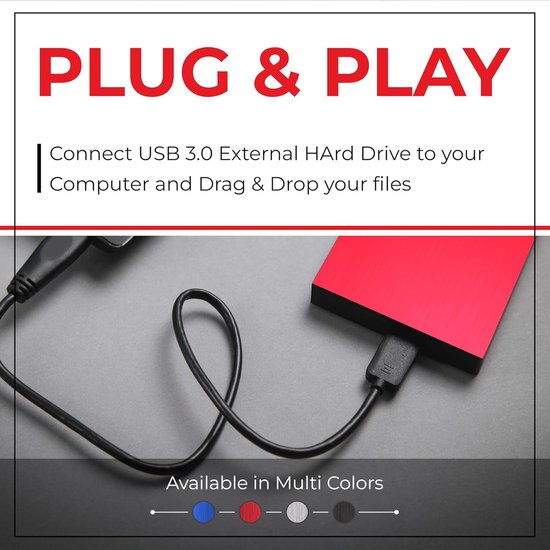 Draagbare Externe Harde Schijf 1TB USB 3.0 Snelle Opslag voor PC, Laptop, Mac & Gaming (Rood) van Merkloos — afbeelding 2