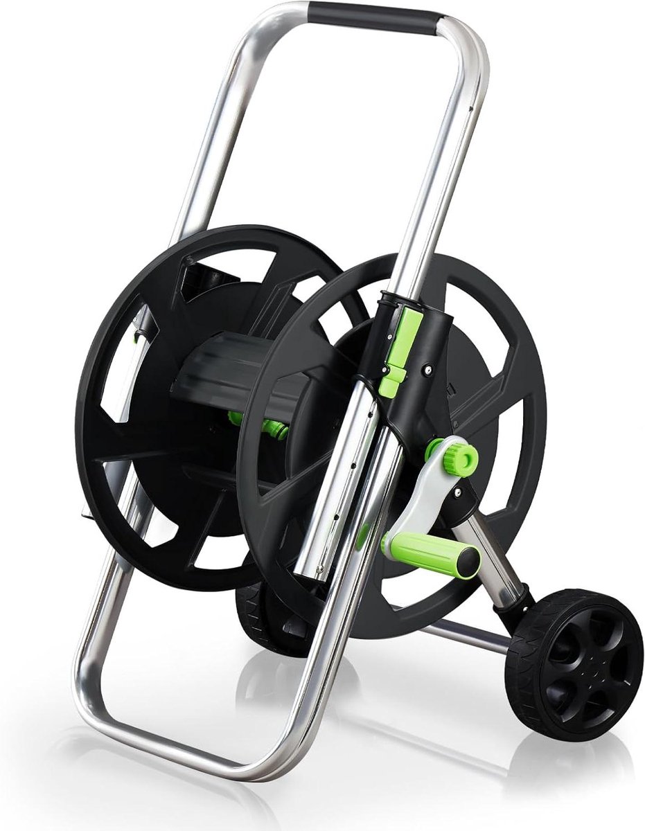 Slangwagen - Slanghouder Trolley - Tuinslang Opbergen - Robuust Metalen Frame - 40 m slangcapaciteit - Zilver